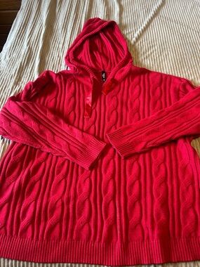 torrid Bright Red Cable-Knit Hoodie Sweater